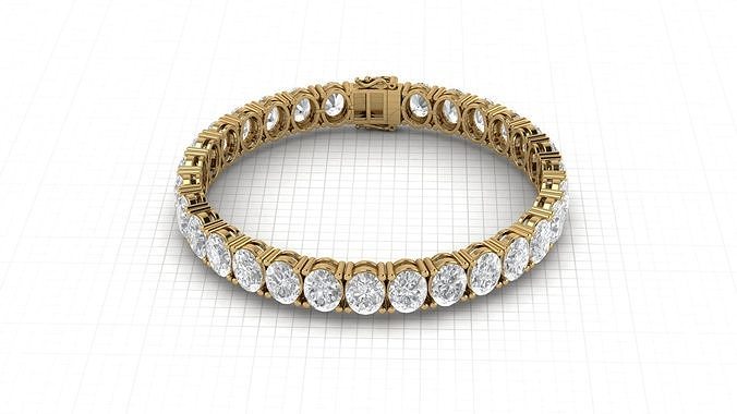Oval Tennis Bracelet 3D print model