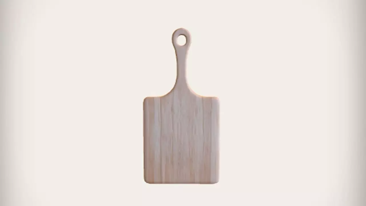 Wooden cutting board with handle 3D model_0