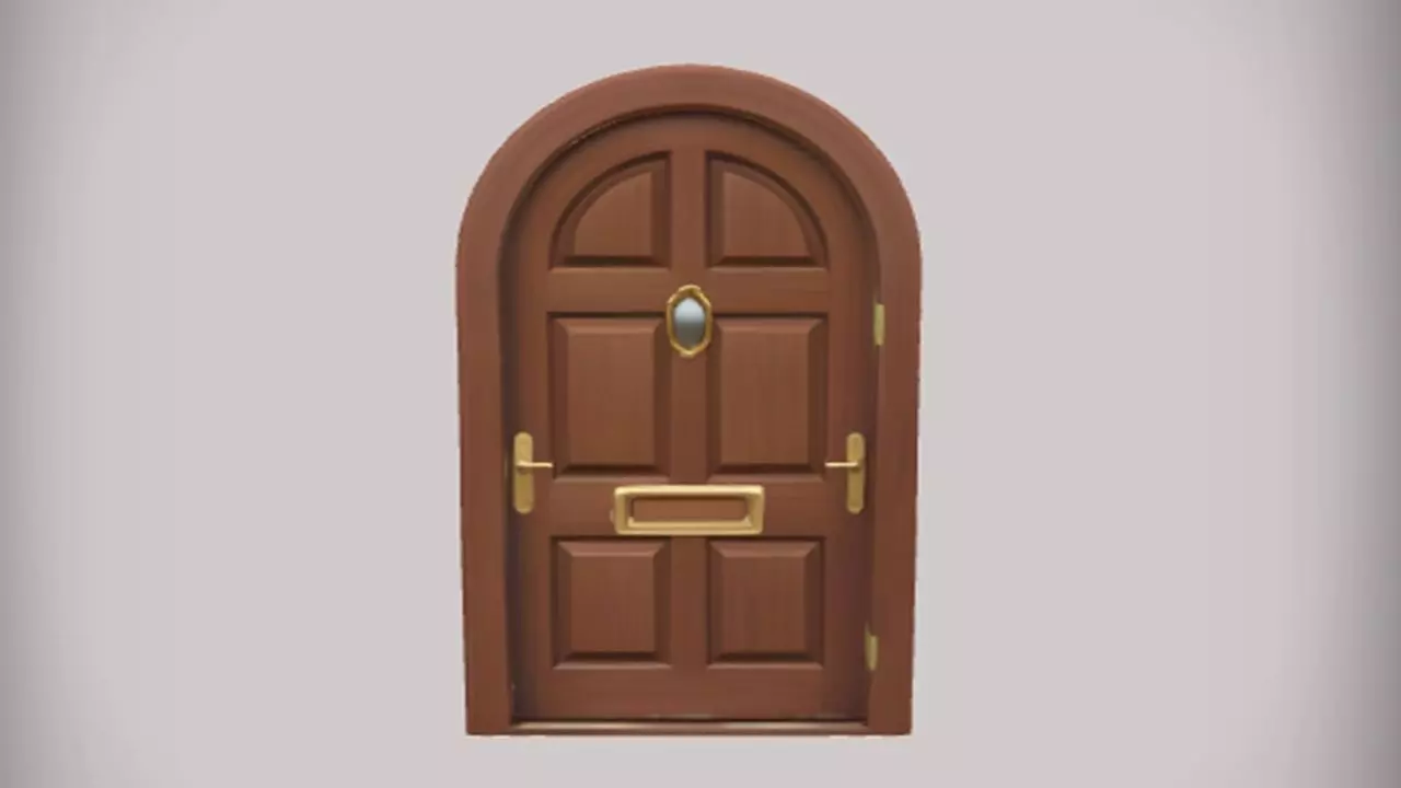 Wooden arched door with handle 3D model