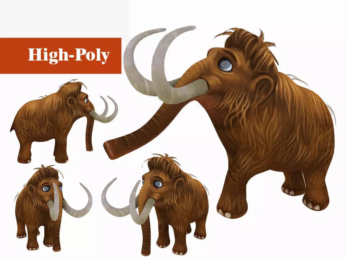mammoth rig high-poly textured 3D model