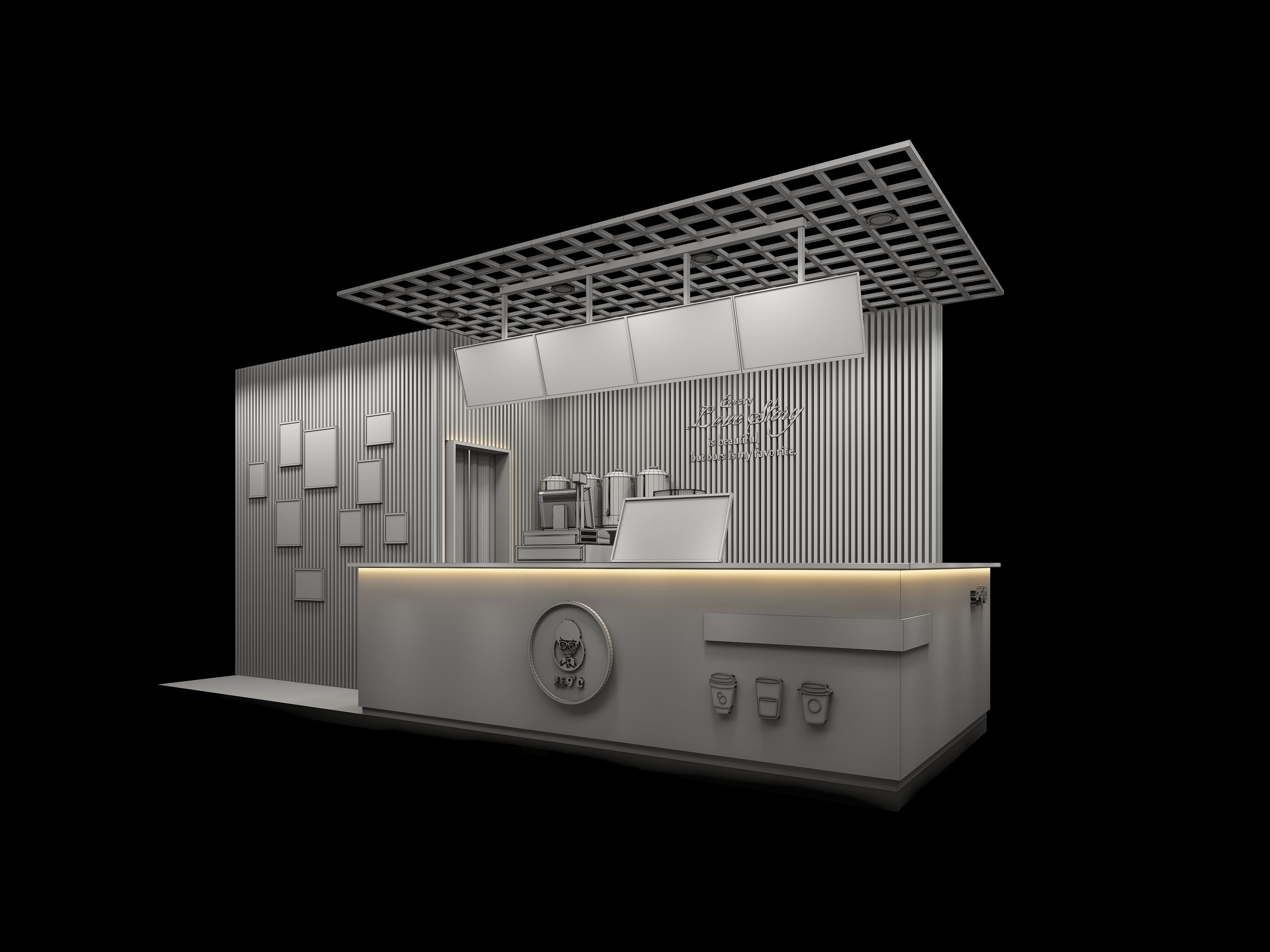 Milk tea shop 3D model_7