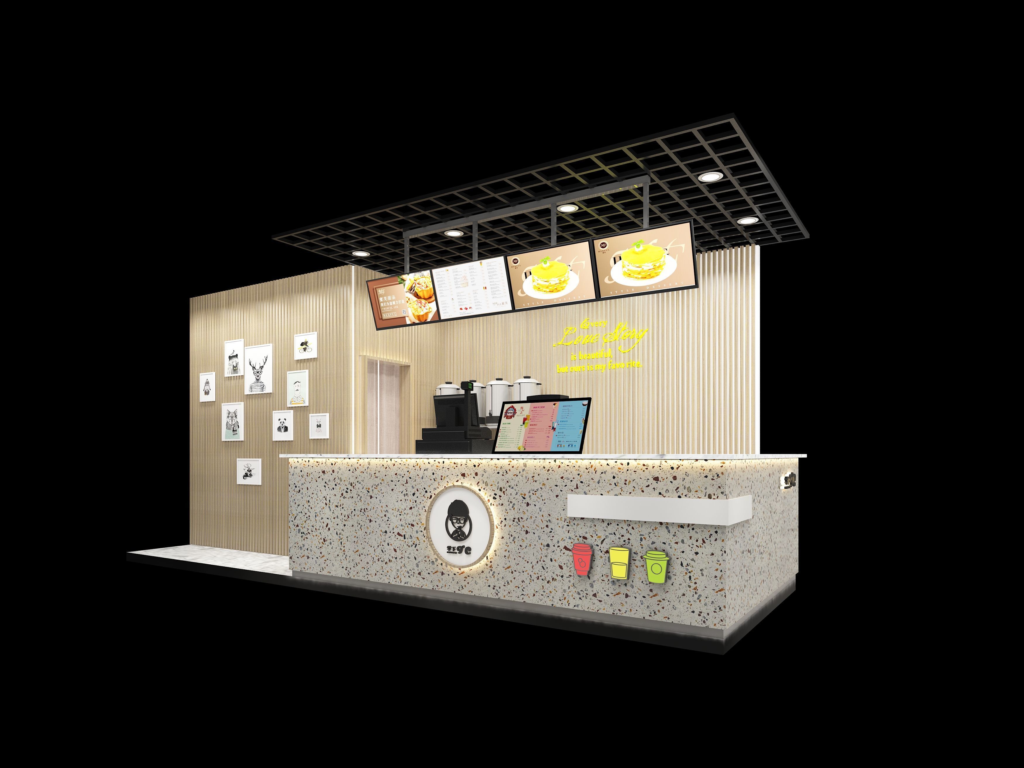 Milk tea shop 3D model_1