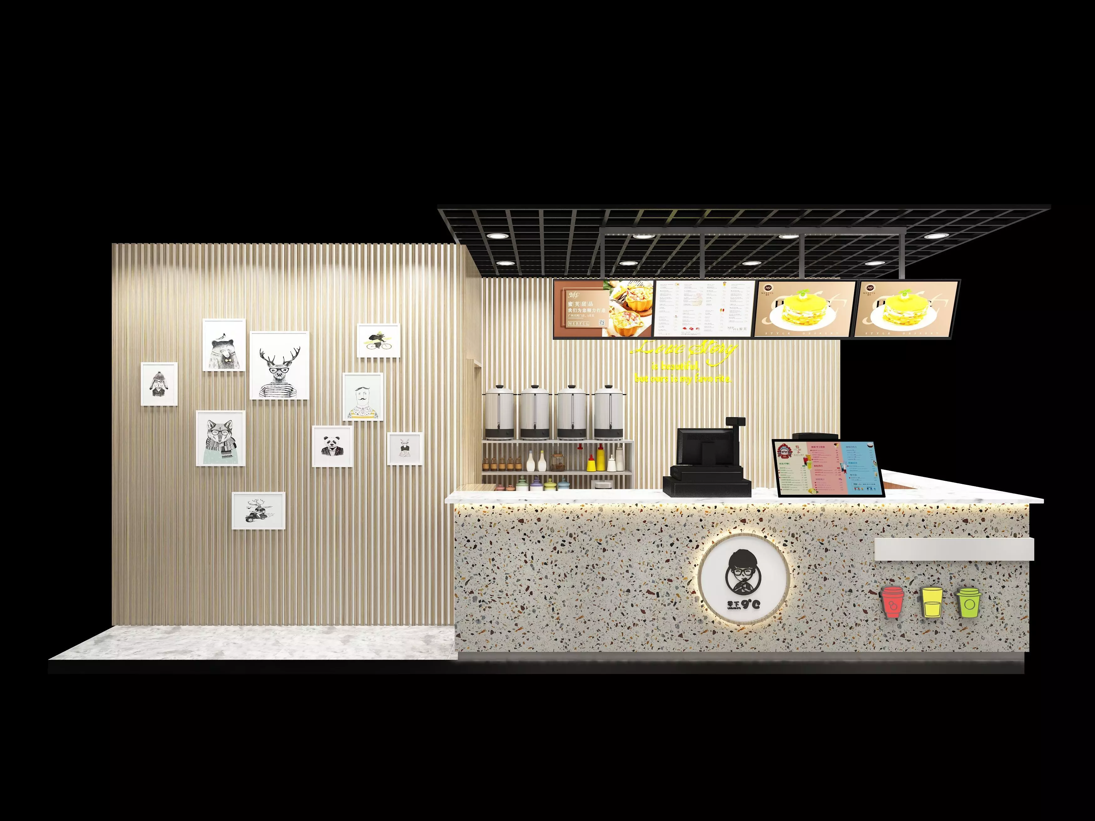 Milk tea shop 3D model_0