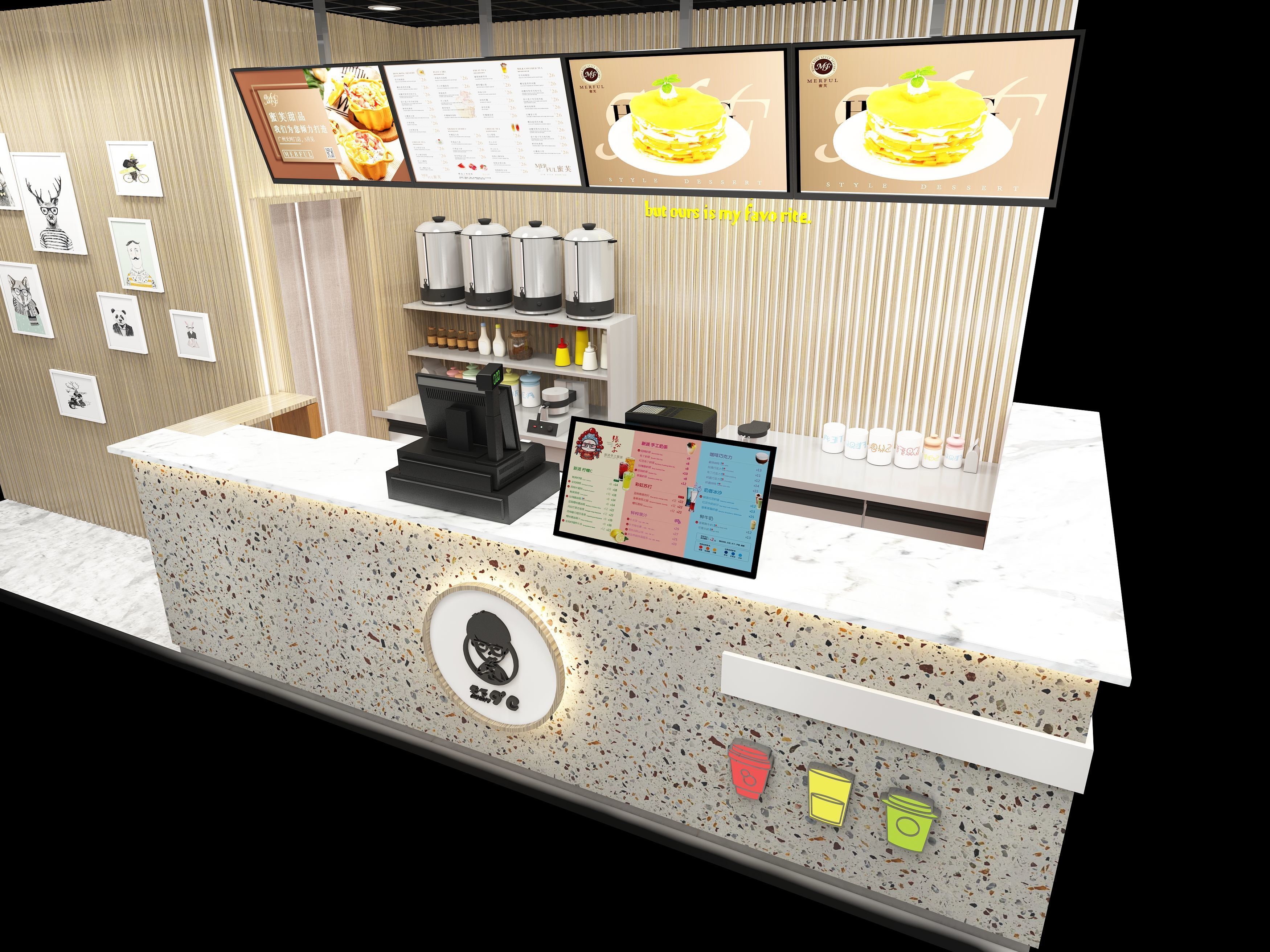 Milk tea shop 3D model_3
