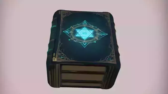 Magical book with glowing symbol
