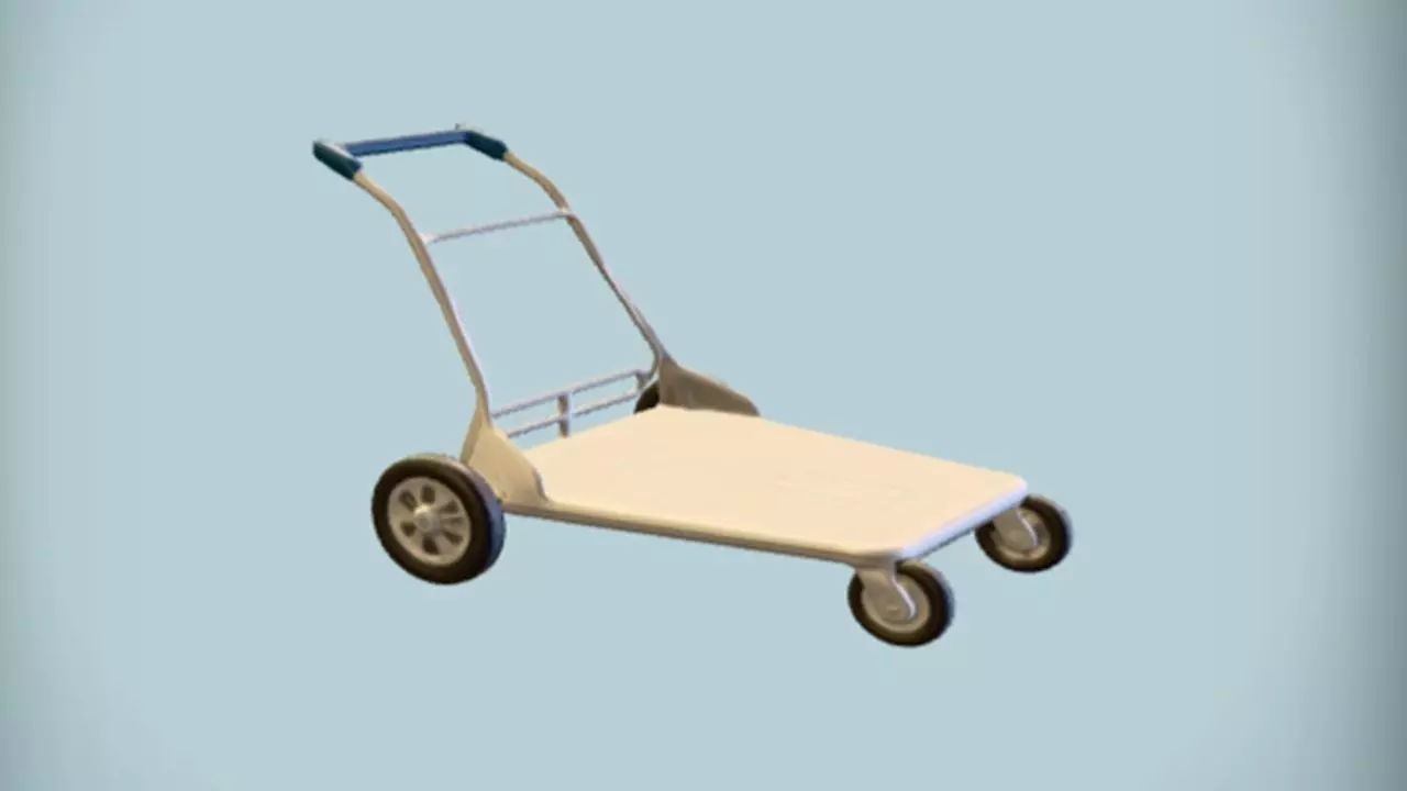luggage cart 3D Game Ready Model 3D model_0