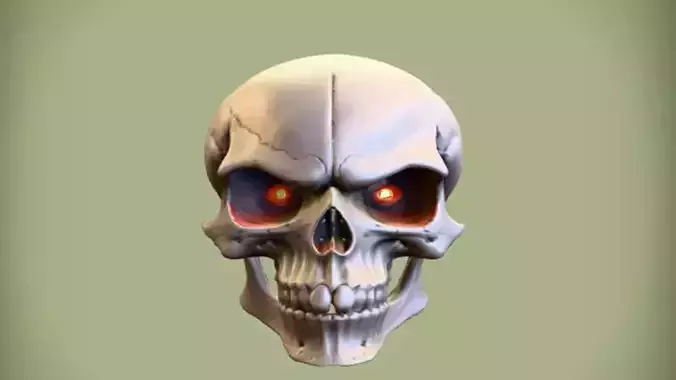 glowing eyed skull 3d Game ready Model