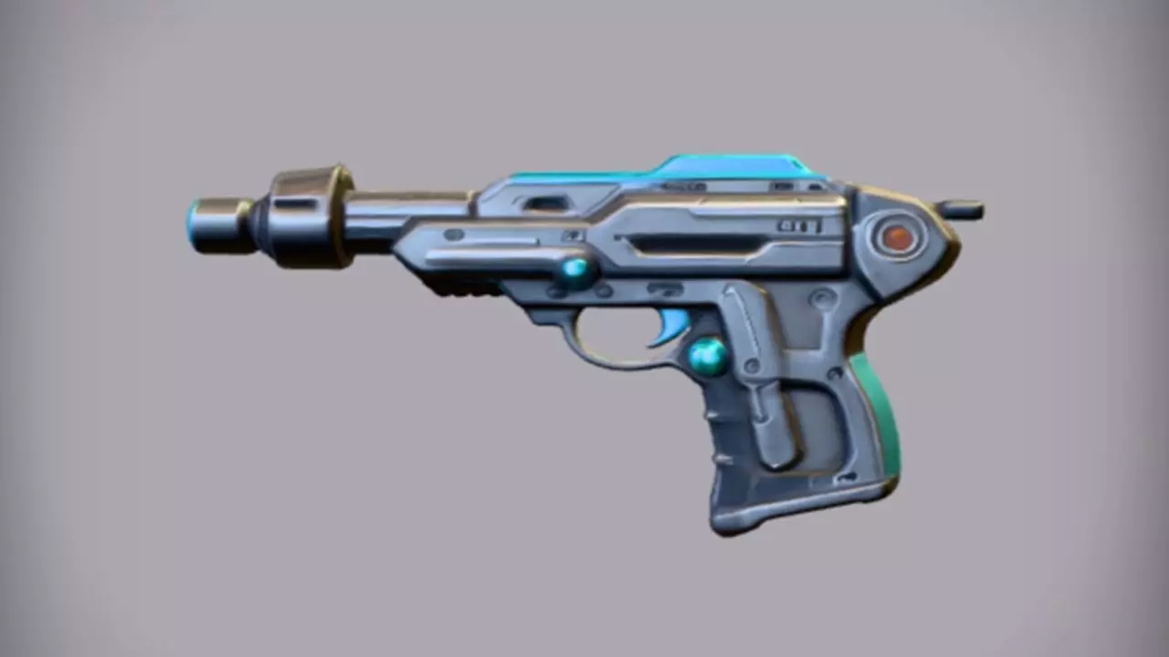 futuristic sci fi handgun 3D model_0