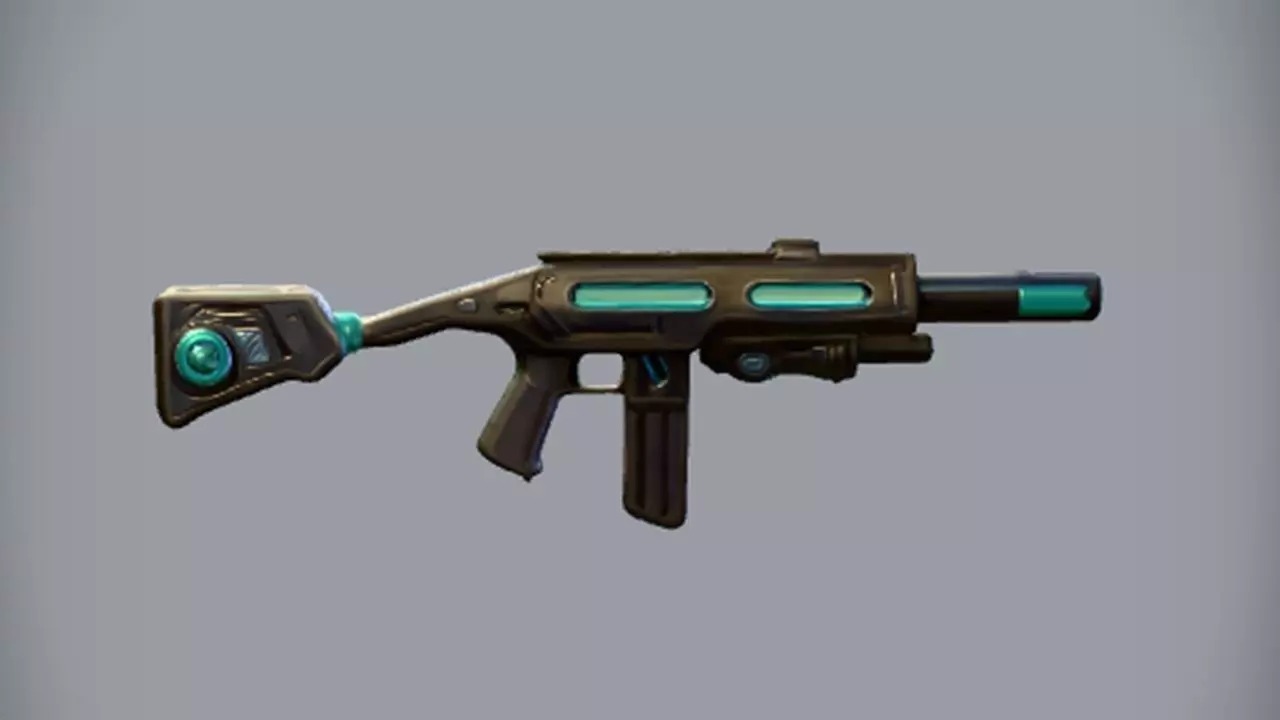 Futuristic sci fi gun with glowing elements 3D model_0