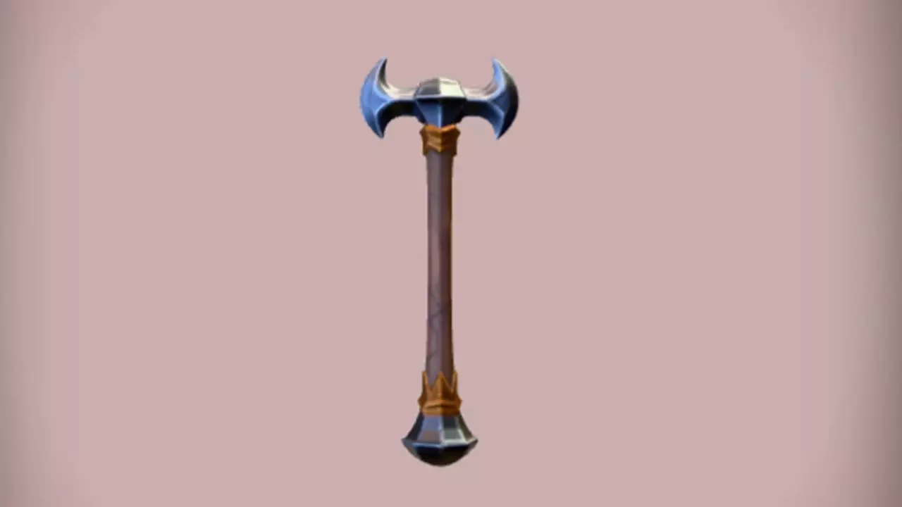 Double headed fantasy axe 3D model_0