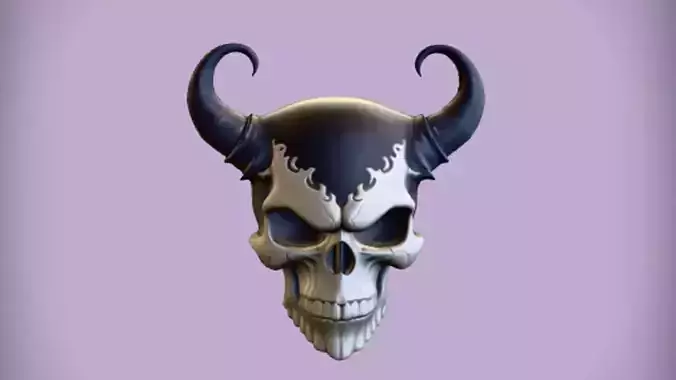 demon skull with horns