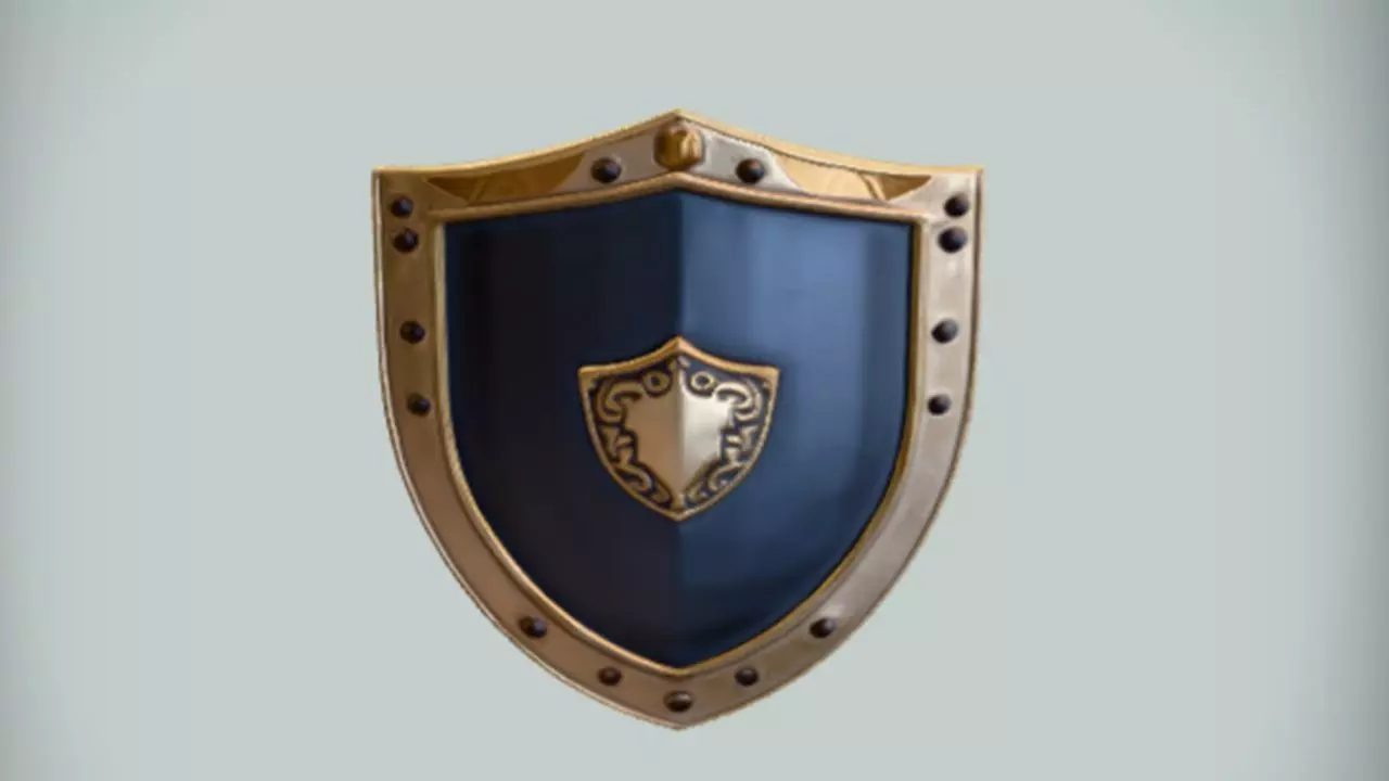 decorative shield with ornate emblem 3D model_0