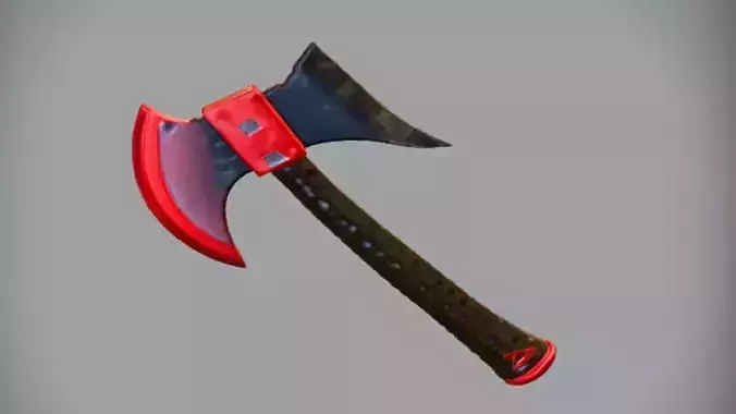 Battle axe with red accents