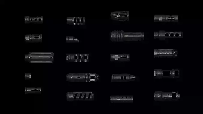 Assault Rifle Muzzle Brake Collection 1 Low-poly 3D model