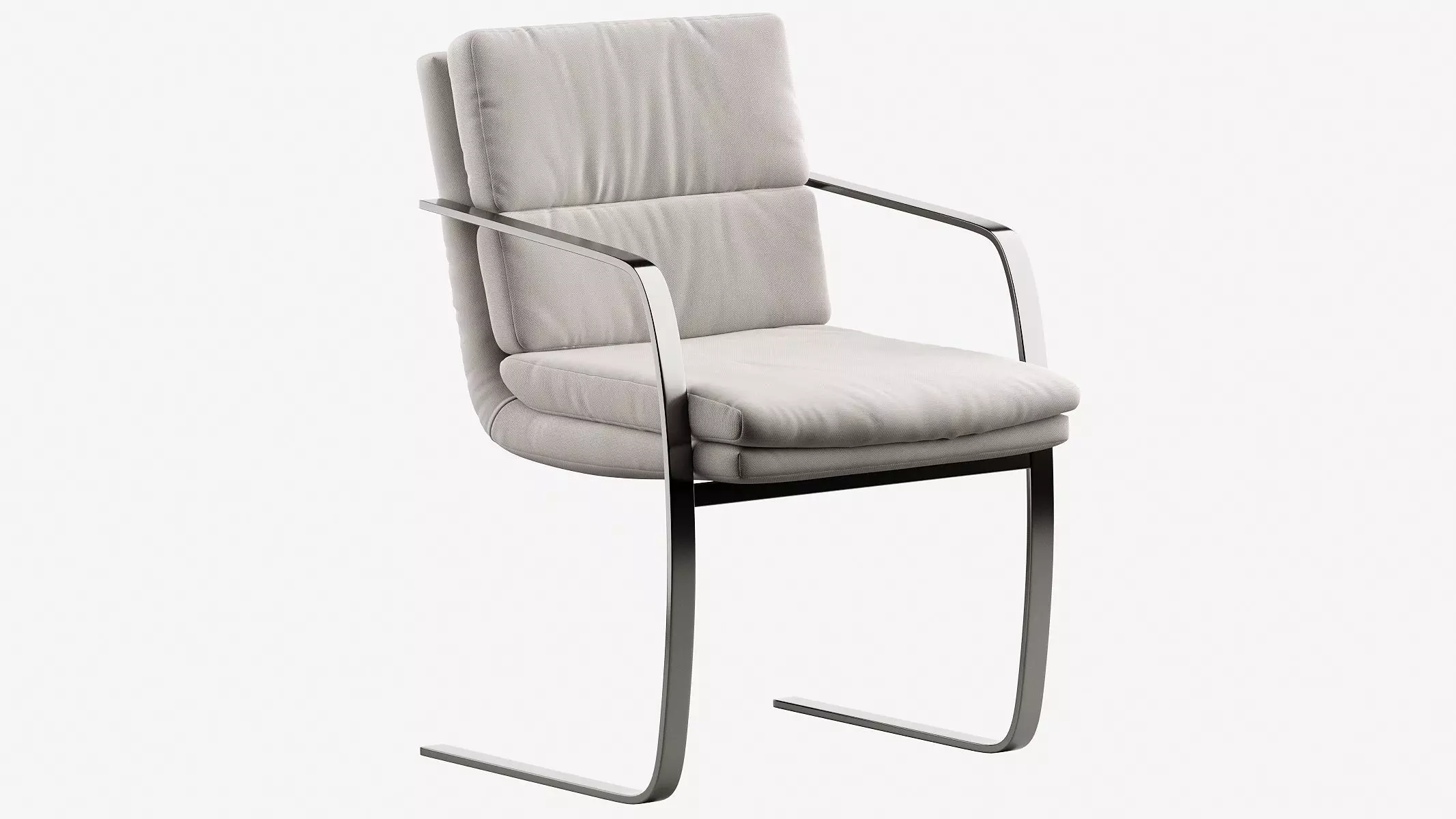 Pair of Pace Chrome and Mocha Leather Cantilevered Armchairs 3D model