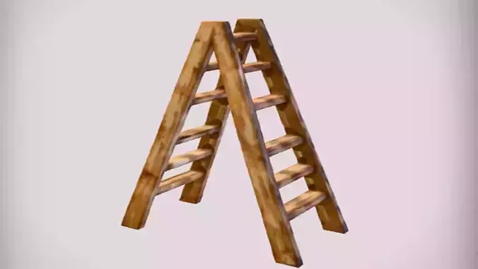 Wooden stepladder  3D Game Ready Model