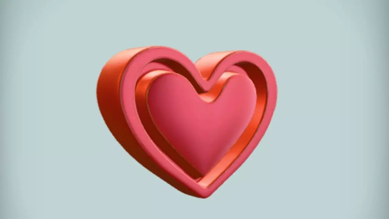Three dimensional pink heart 3D model_0