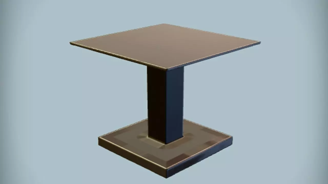 square pedestal table 3D model_0