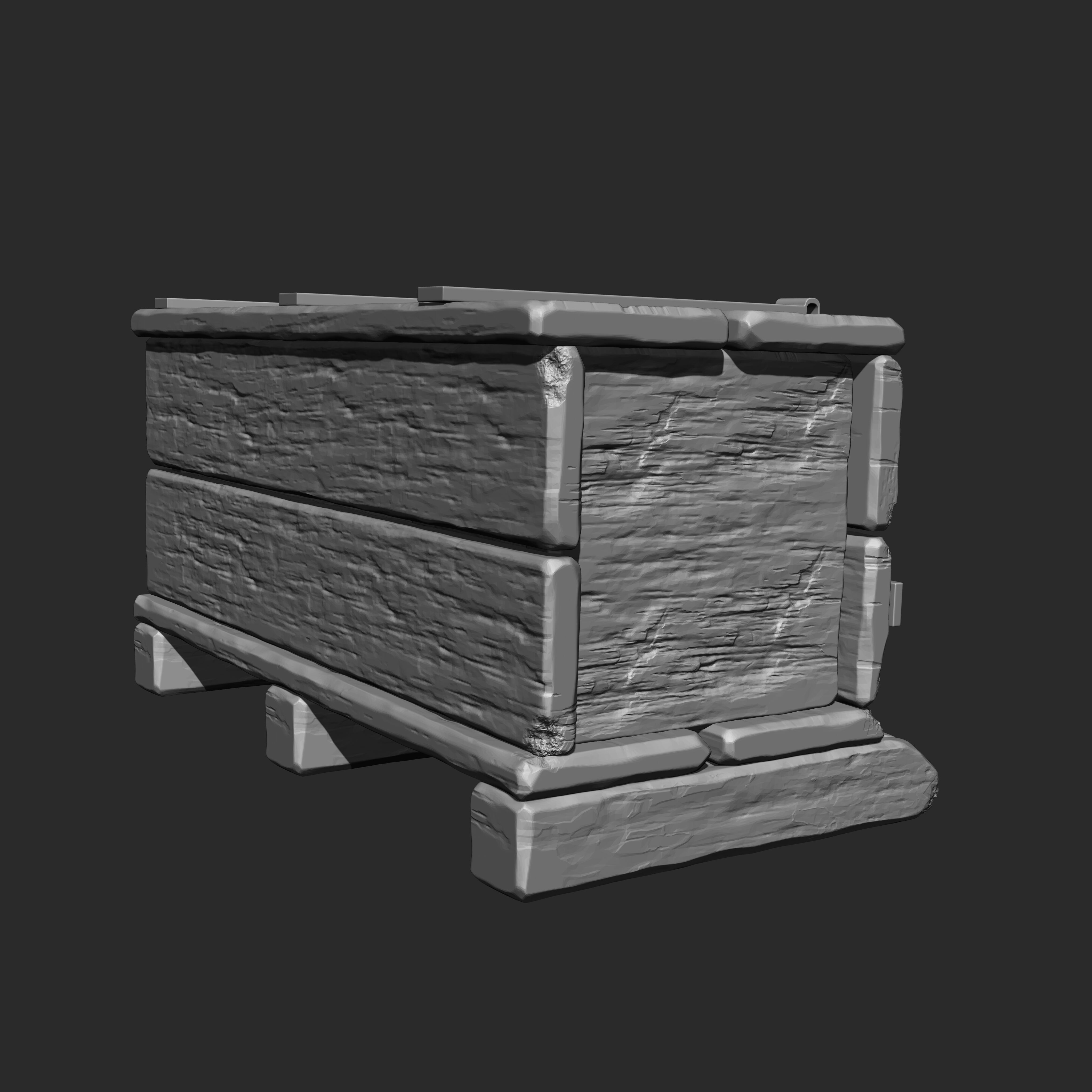 OLD WOODEN BOX SCLUPTED HIGHPOLY 3D model_2