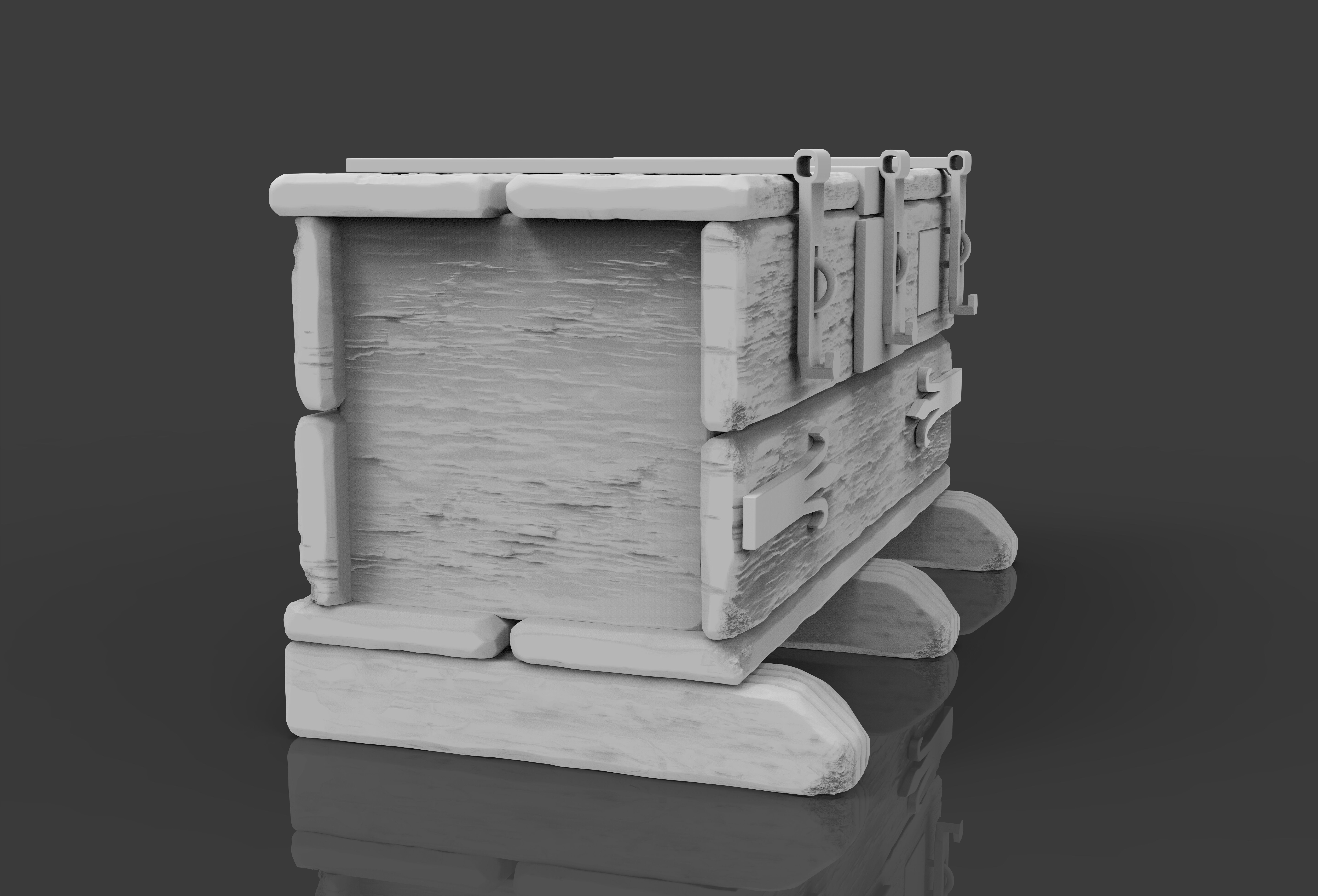 OLD WOODEN BOX SCLUPTED HIGHPOLY 3D model_6