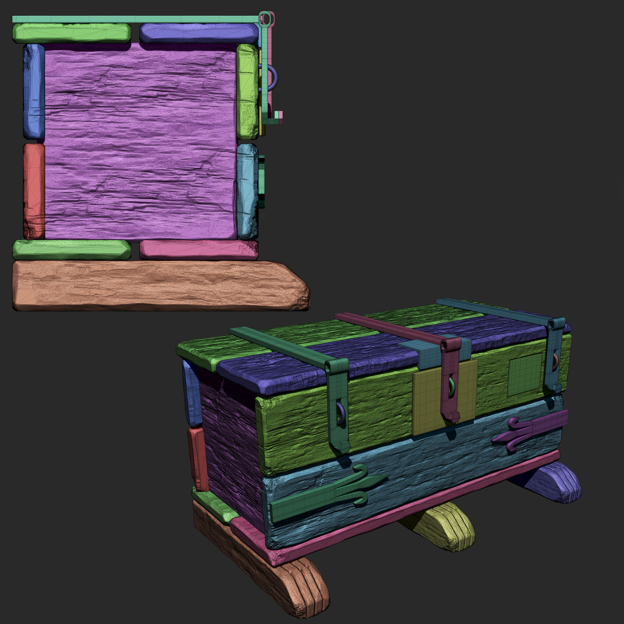 OLD WOODEN BOX SCLUPTED HIGHPOLY 3D model_10
