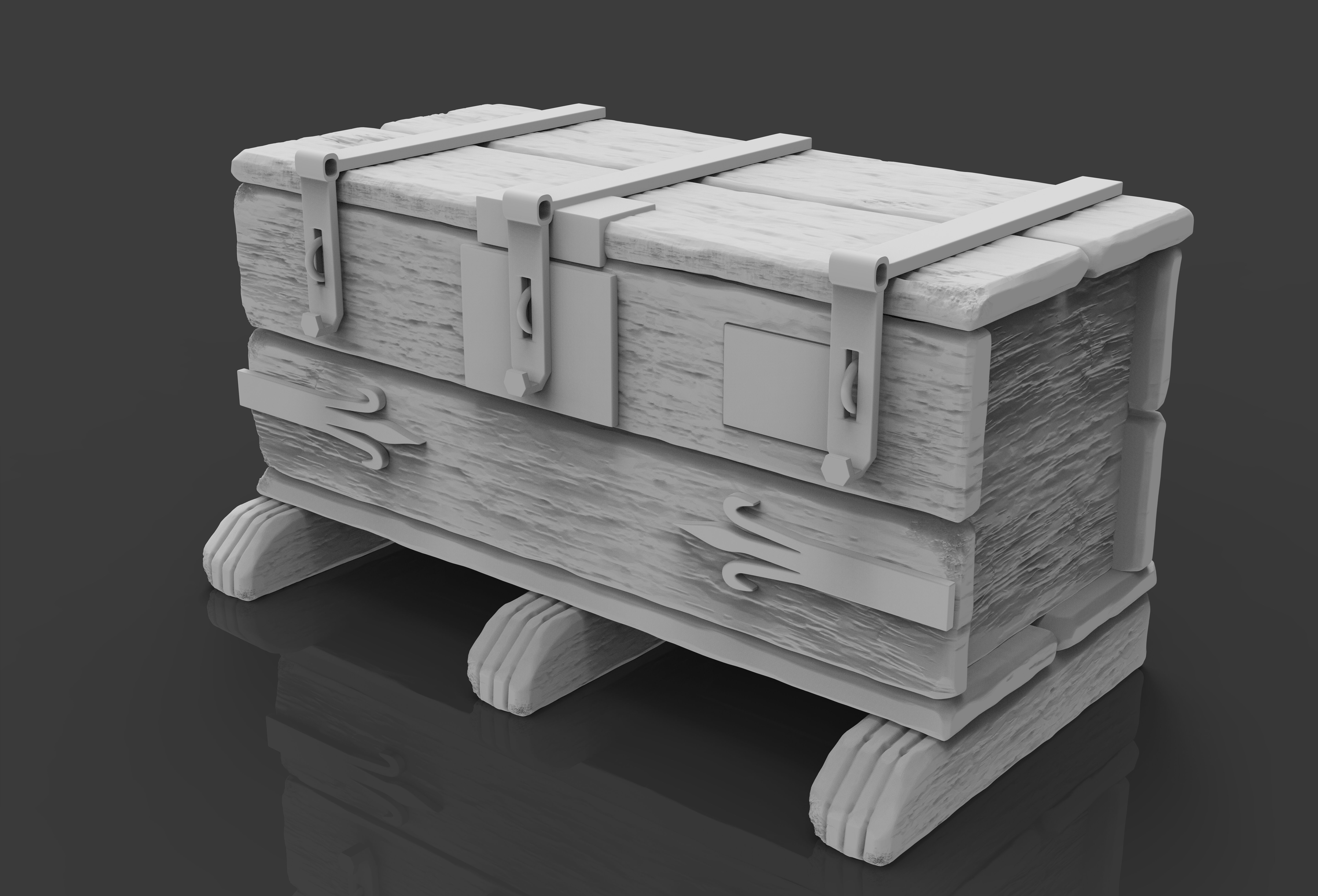 OLD WOODEN BOX SCLUPTED HIGHPOLY 3D model_4