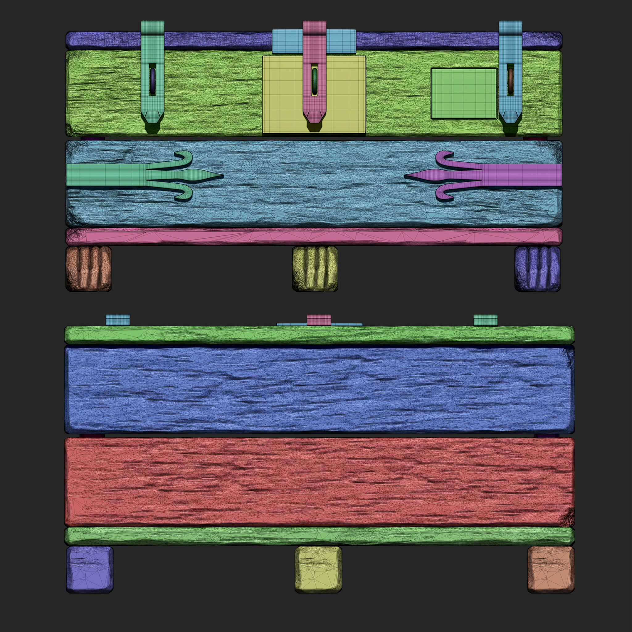 OLD WOODEN BOX SCLUPTED HIGHPOLY 3D model_9