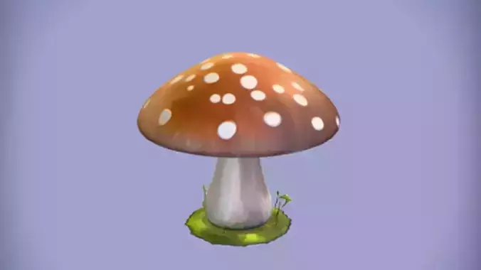 Mushroom with a sturdy stem 3D model