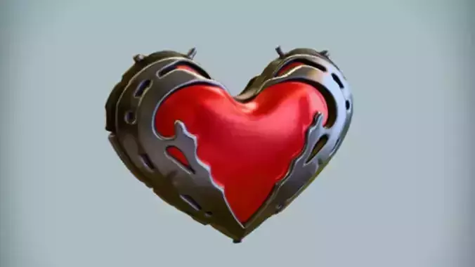 metallic heart with spikes