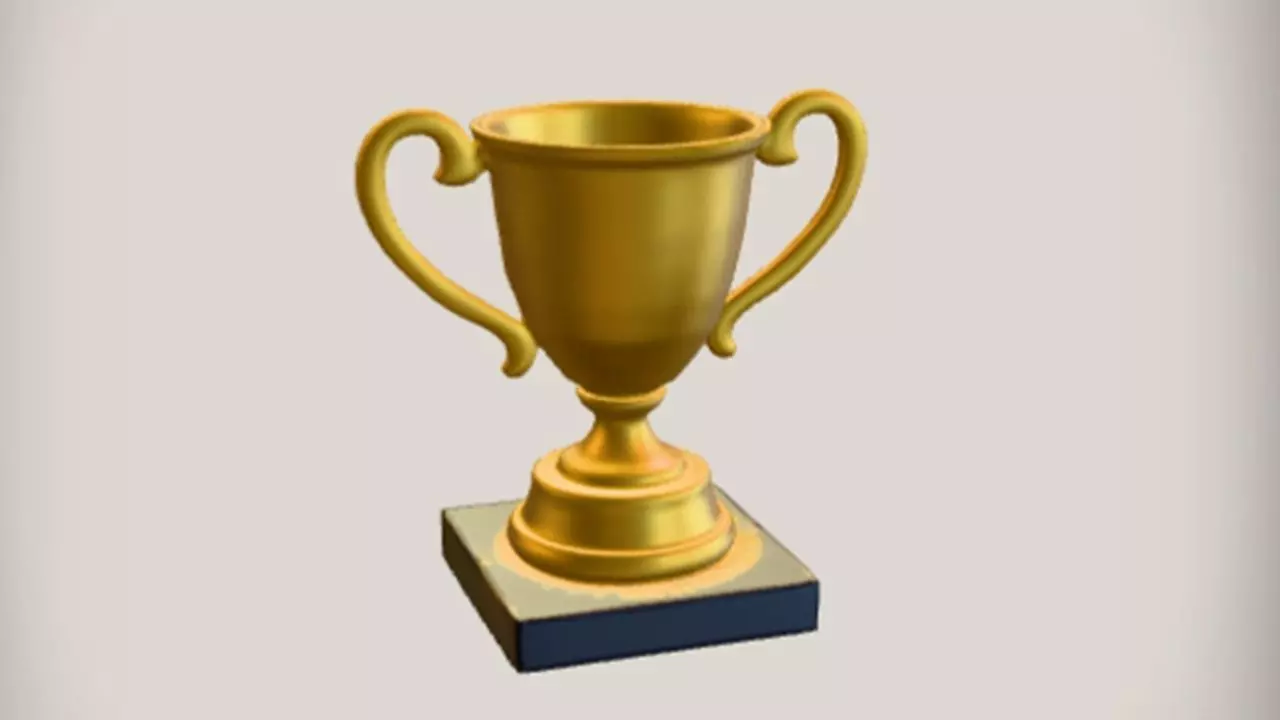 golden trophy on a stand 3D model_0