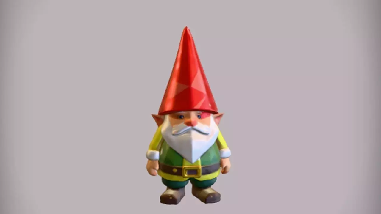 Cartoon garden gnome with red hat 3D model_0