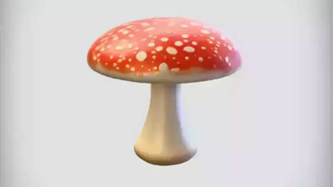 Amanita mushroom digital render