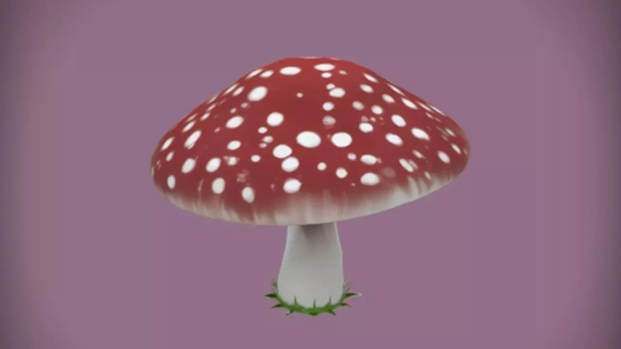 A large red and white mushroom 3D model_0
