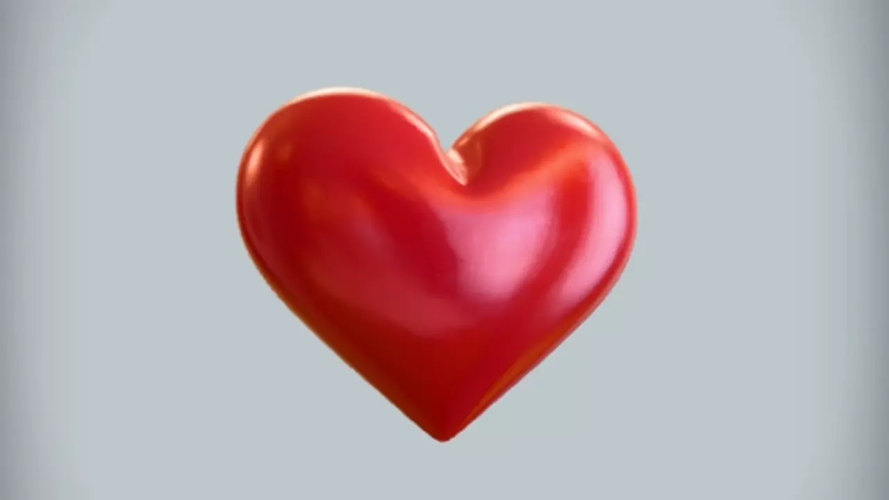 Red 3D heart shape 3D model_0