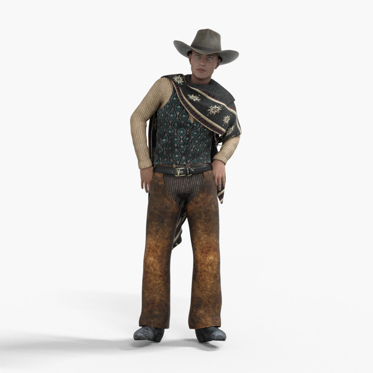 Wild West Sunset Rider Cowboy Low-poly 3D model_5