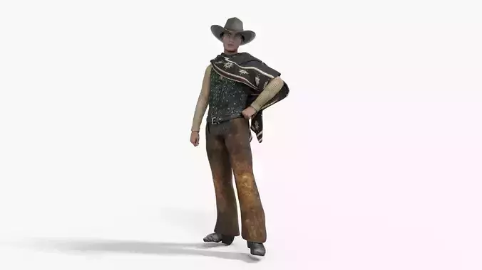 Wild West Sunset Rider Cowboy Low-poly 3D model