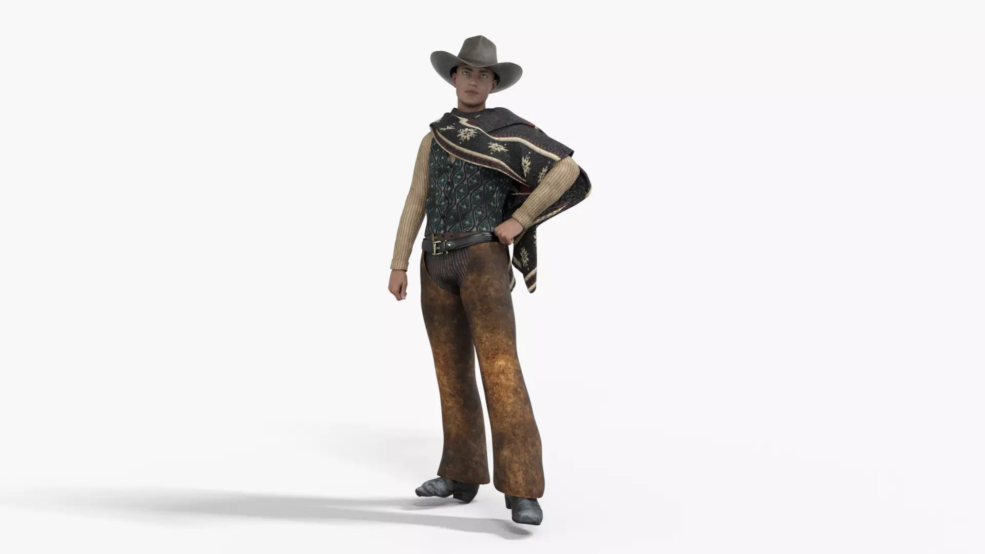 Wild West Sunset Rider Cowboy Low-poly 3D model_0