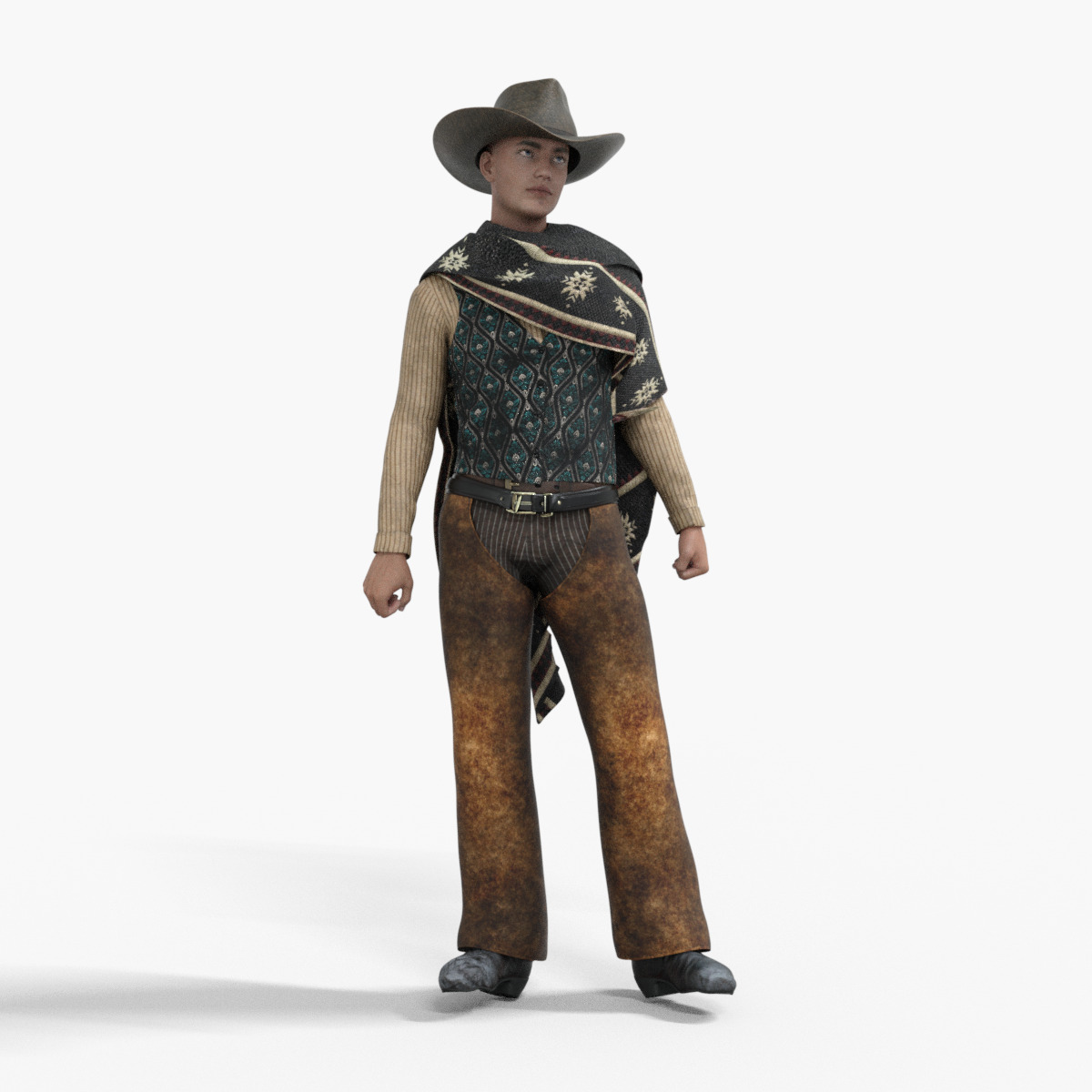 Wild West Sunset Rider Cowboy Low-poly 3D model_4