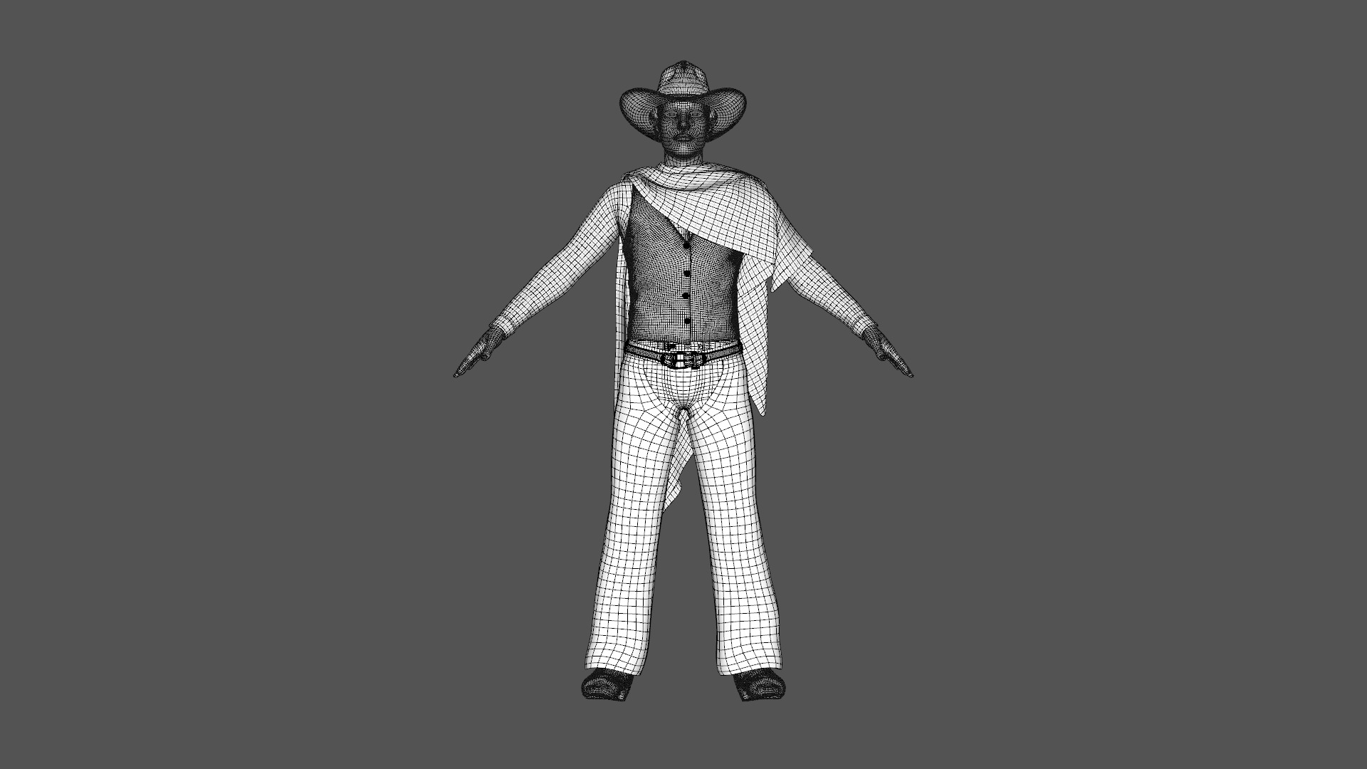 Wild West Sunset Rider Cowboy Low-poly 3D model_18