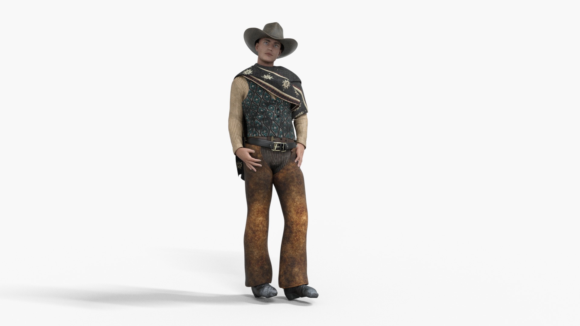 Wild West Sunset Rider Cowboy Low-poly 3D model_2