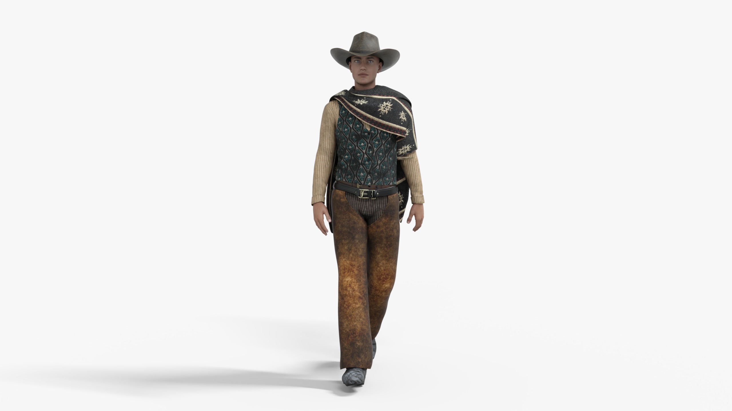 Wild West Sunset Rider Cowboy Low-poly 3D model_3