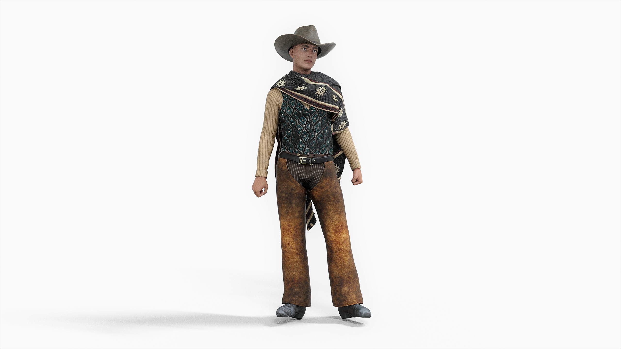 Wild West Sunset Rider Cowboy Low-poly 3D model_1