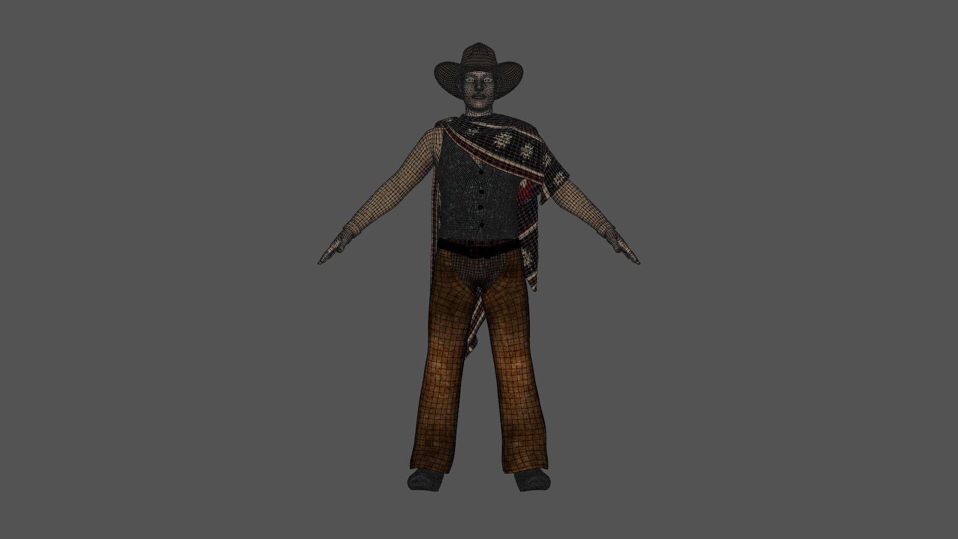 Wild West Sunset Rider Cowboy Low-poly 3D model_16
