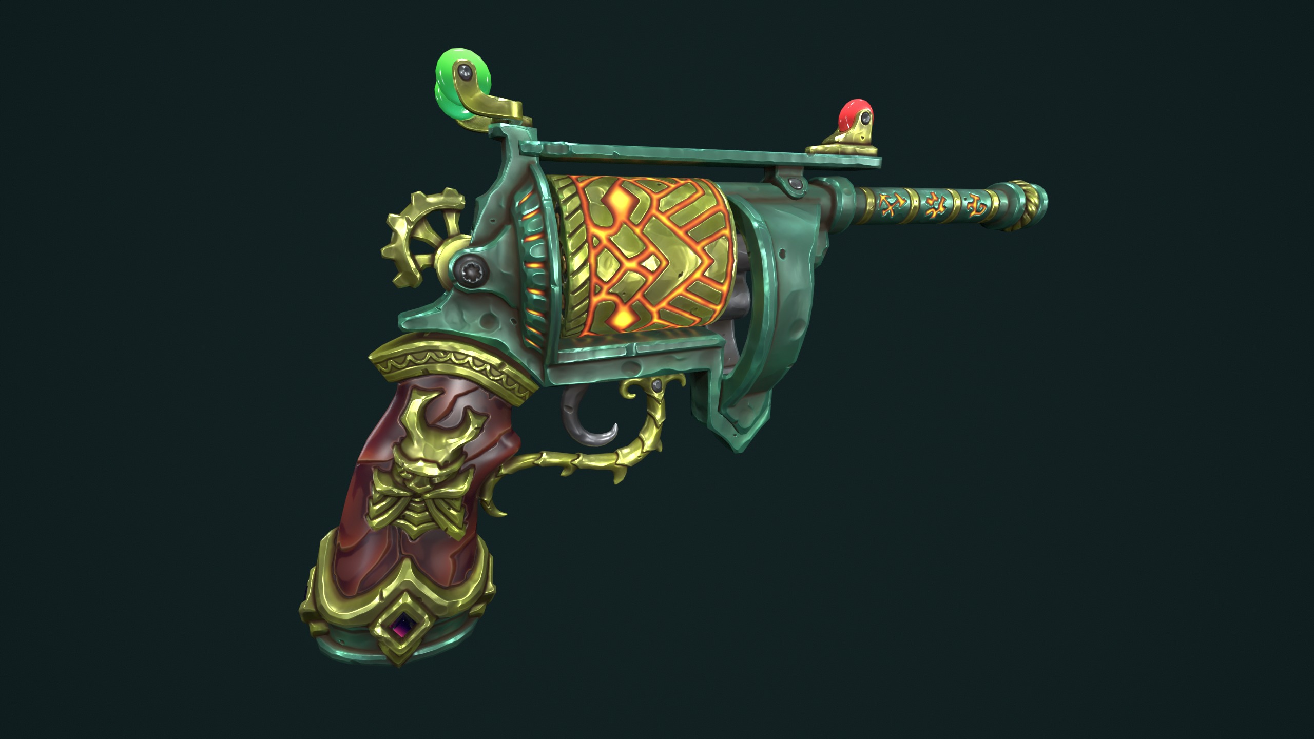 Modular stylized dwarf revolver Low-poly 3D model_11