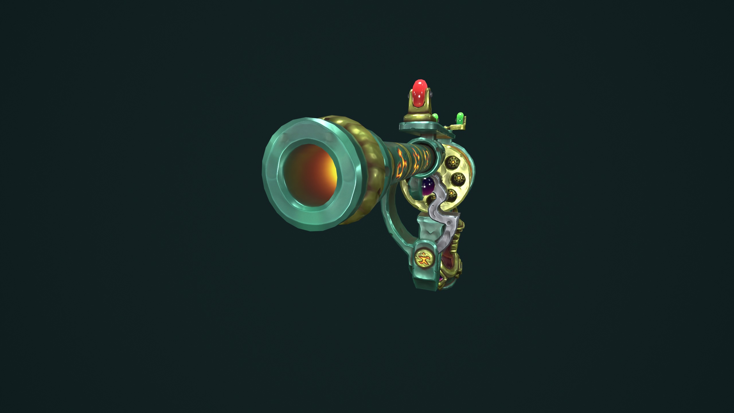 Modular stylized dwarf revolver Low-poly 3D model_10