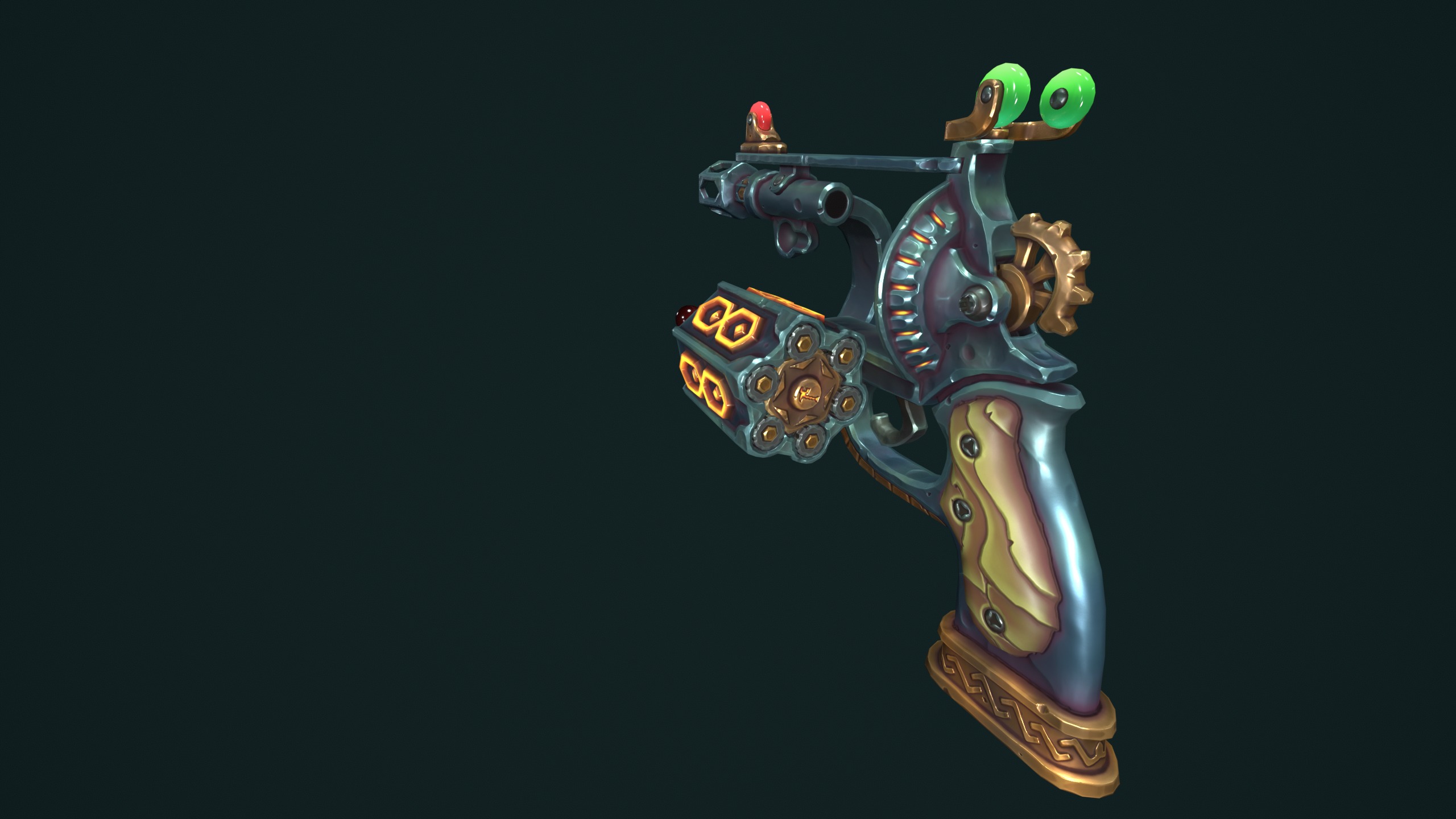 Modular stylized dwarf revolver Low-poly 3D model_17