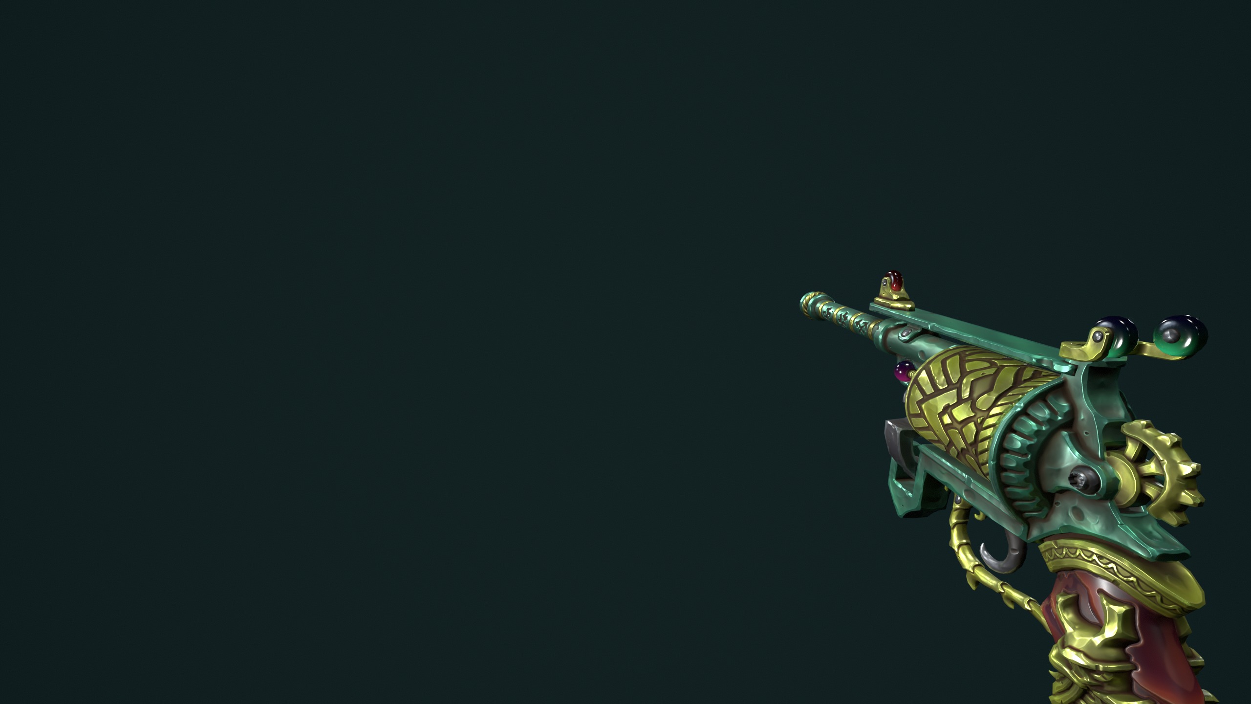 Modular stylized dwarf revolver Low-poly 3D model_12