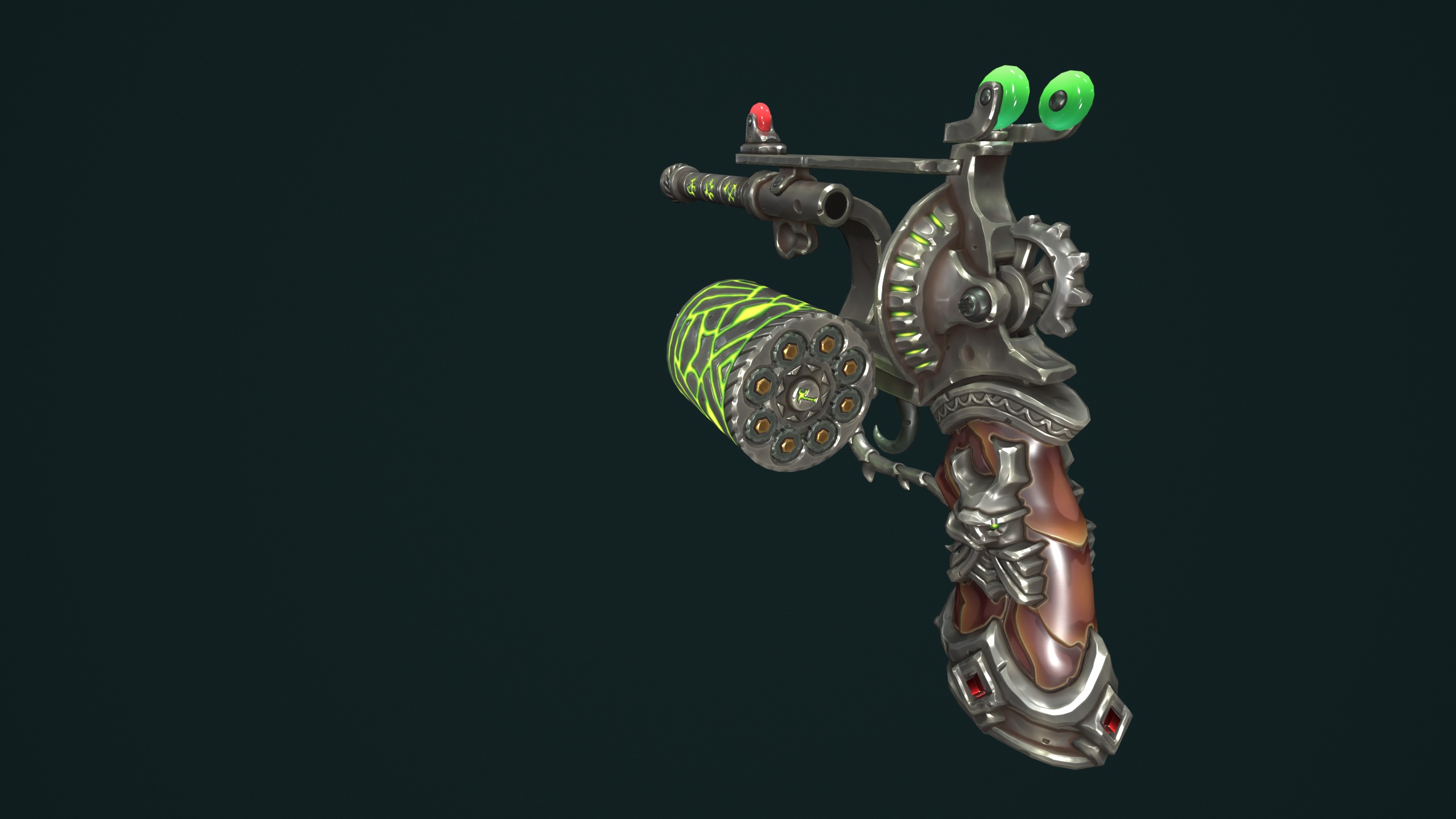 Modular stylized dwarf revolver Low-poly 3D model_16