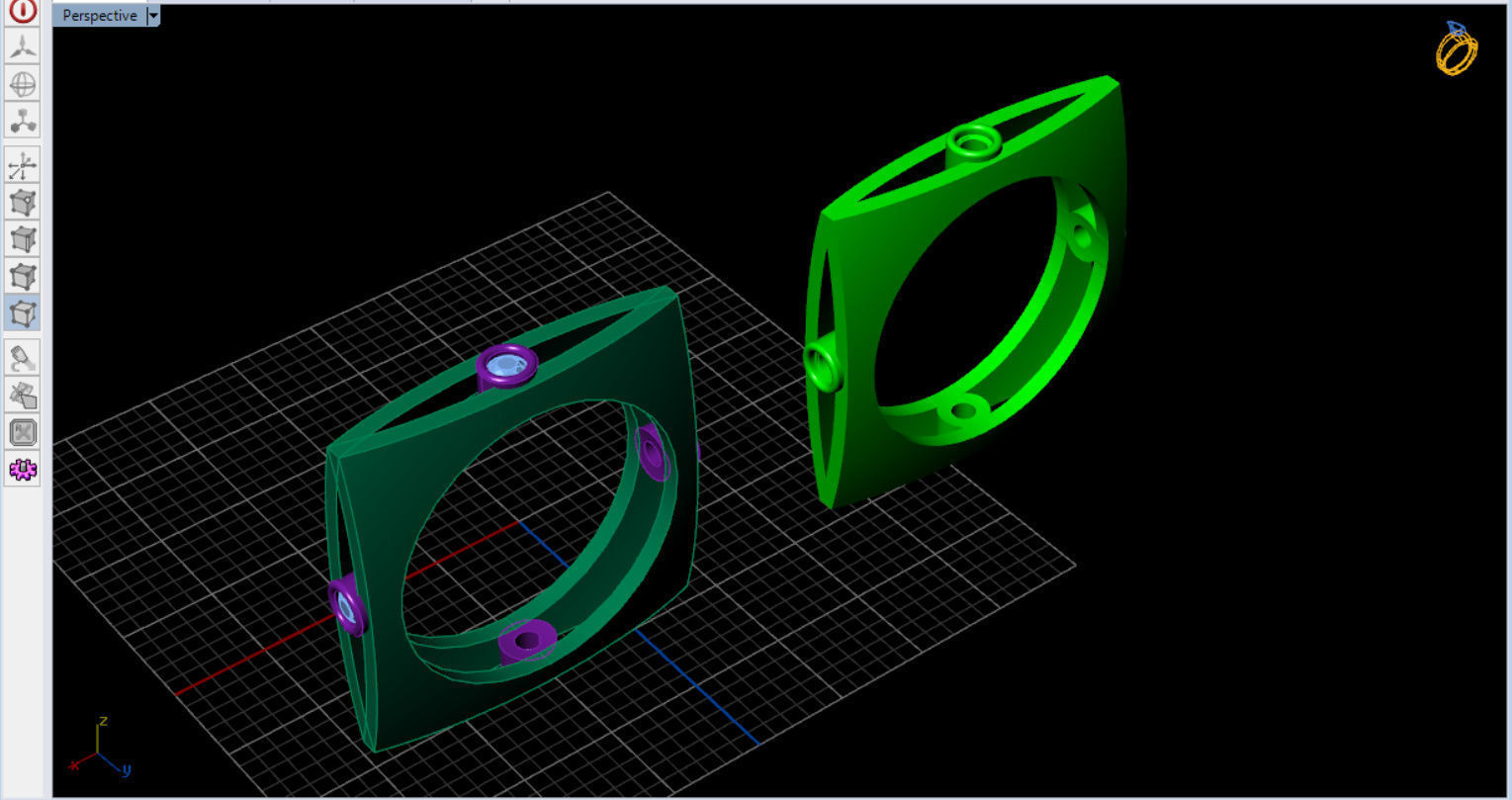 minimal square ring with 4 diamonds  3D print model_17