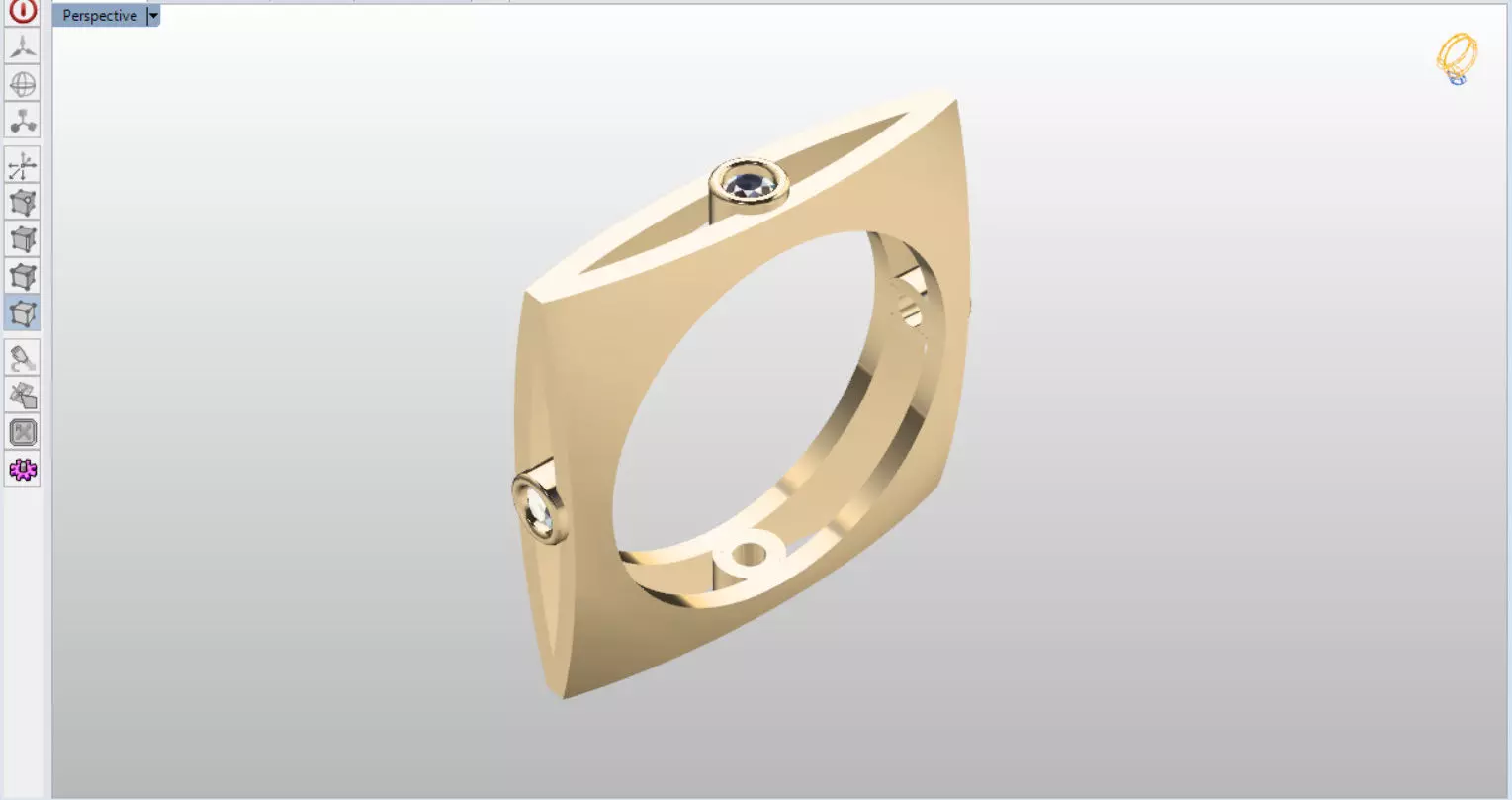 minimal square ring with 4 diamonds  3D print model_0